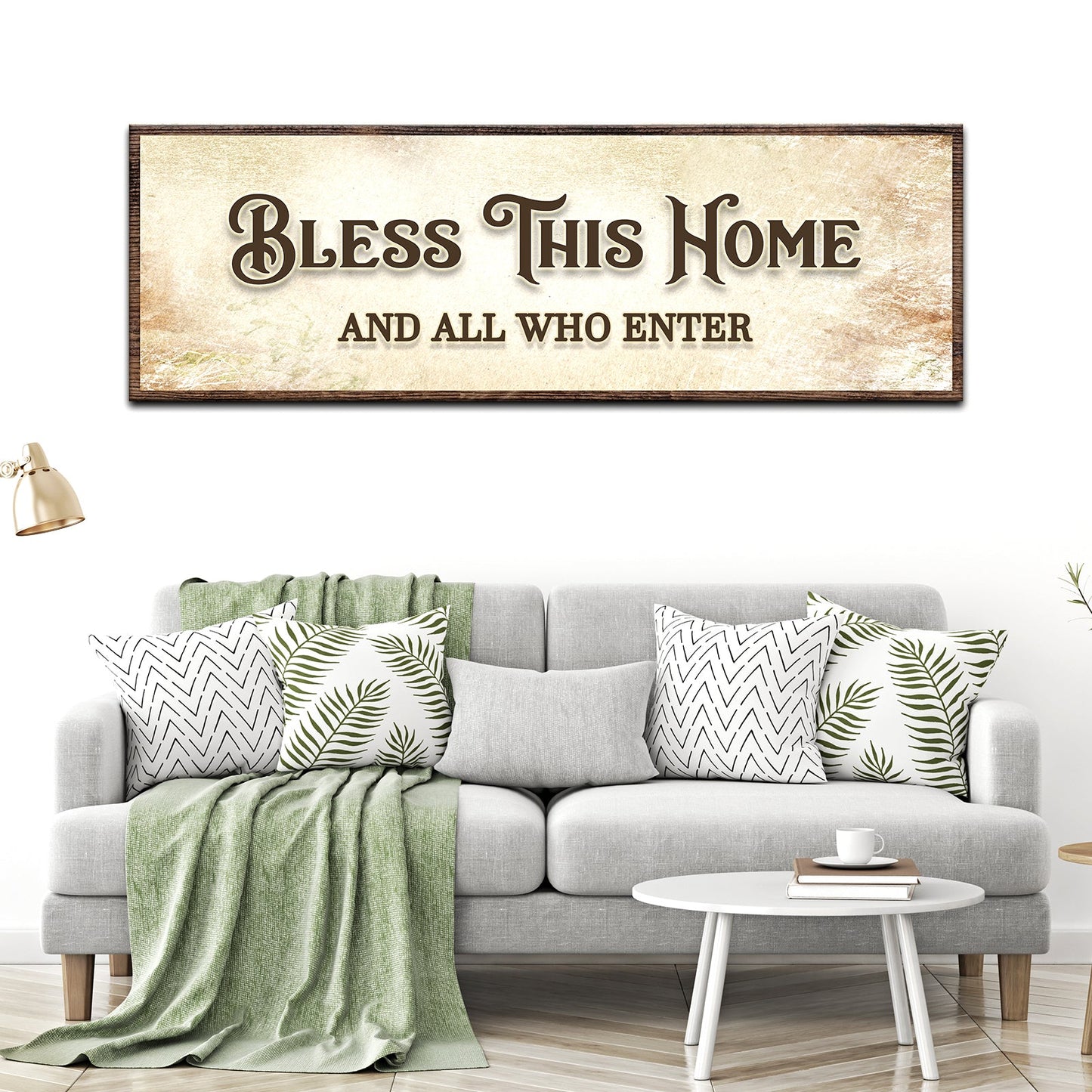 Bless This Home And All Who Enter Faith Canvas Sign