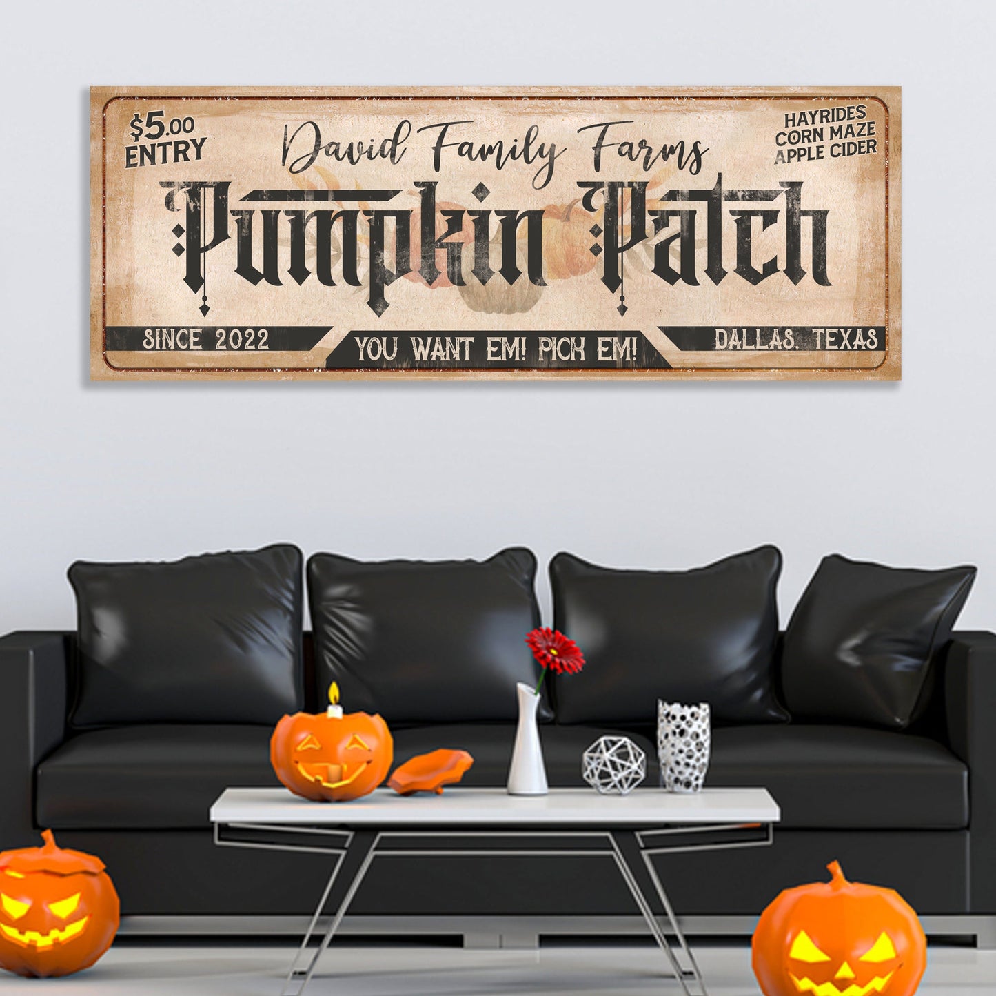 Family Farms Pumpkin Patch Canvas Wall Art Sign II