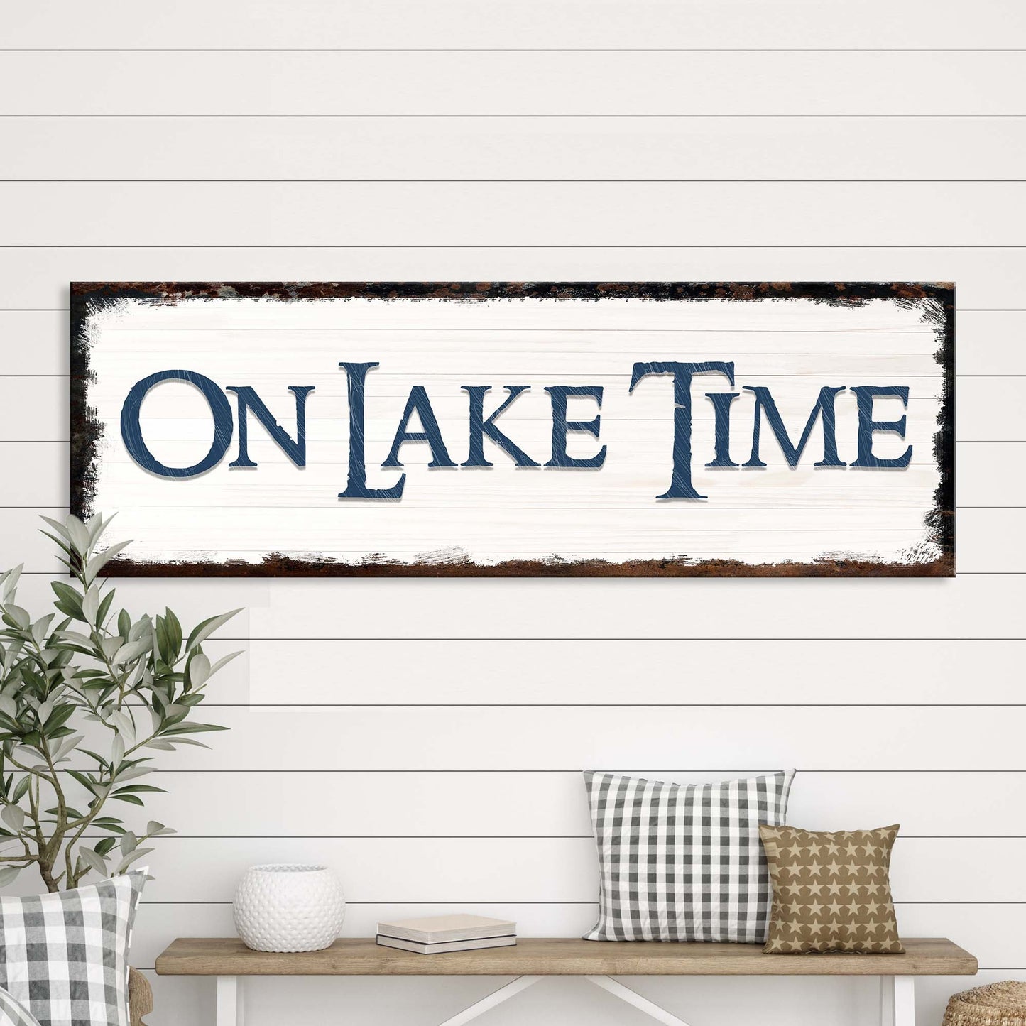 On Lake Time Personalized Canvas Sign