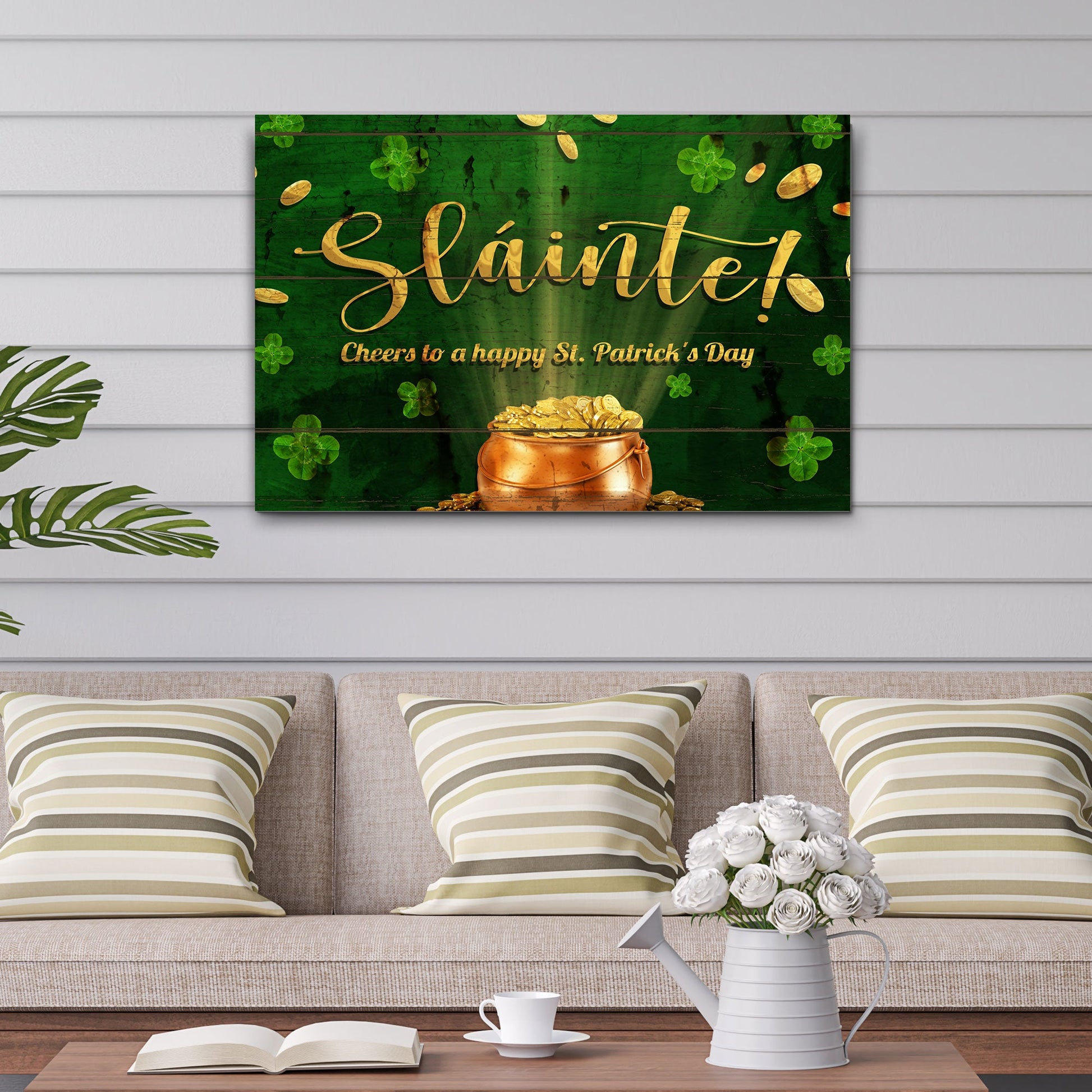 Slainte Cheers St Patrick's Day canvas wall art Irish festive decor