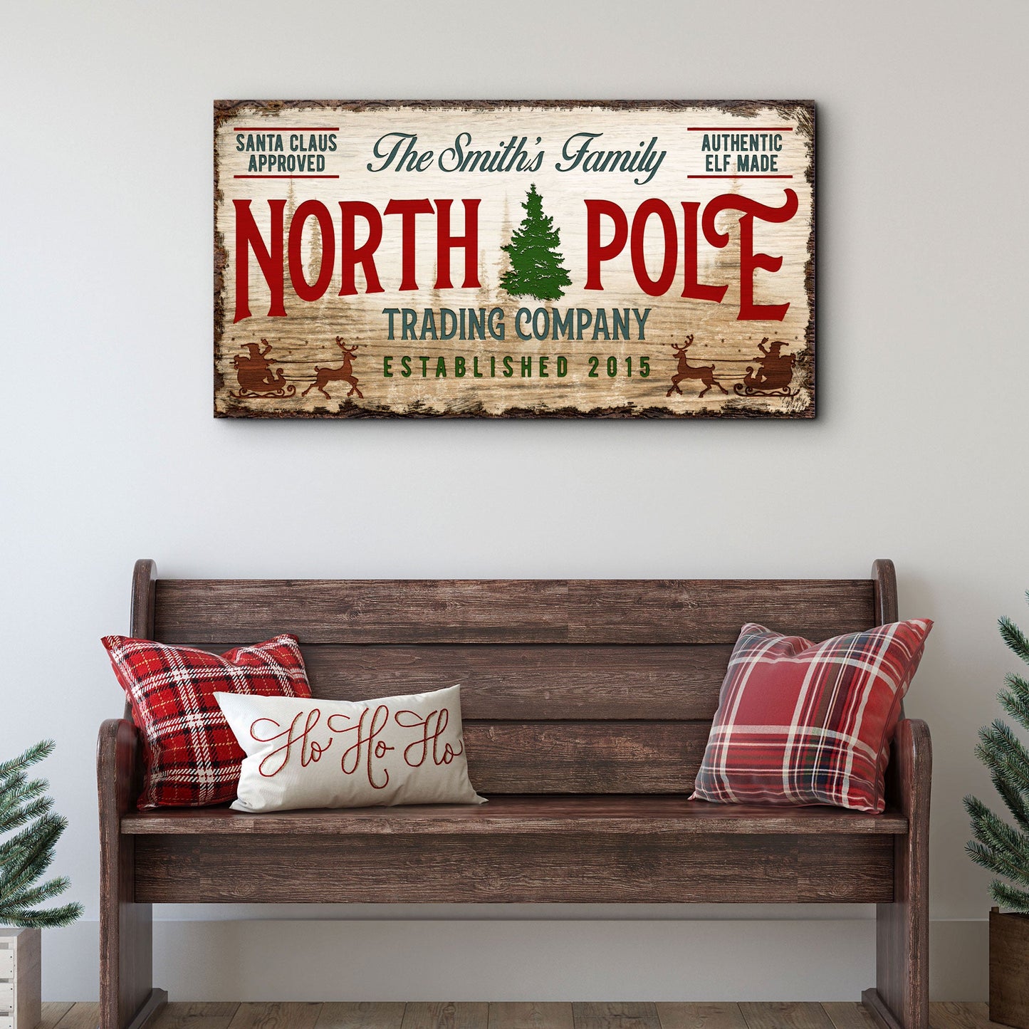 Christmas Trading Co vintage sign canvas wall art, rustic holiday decor