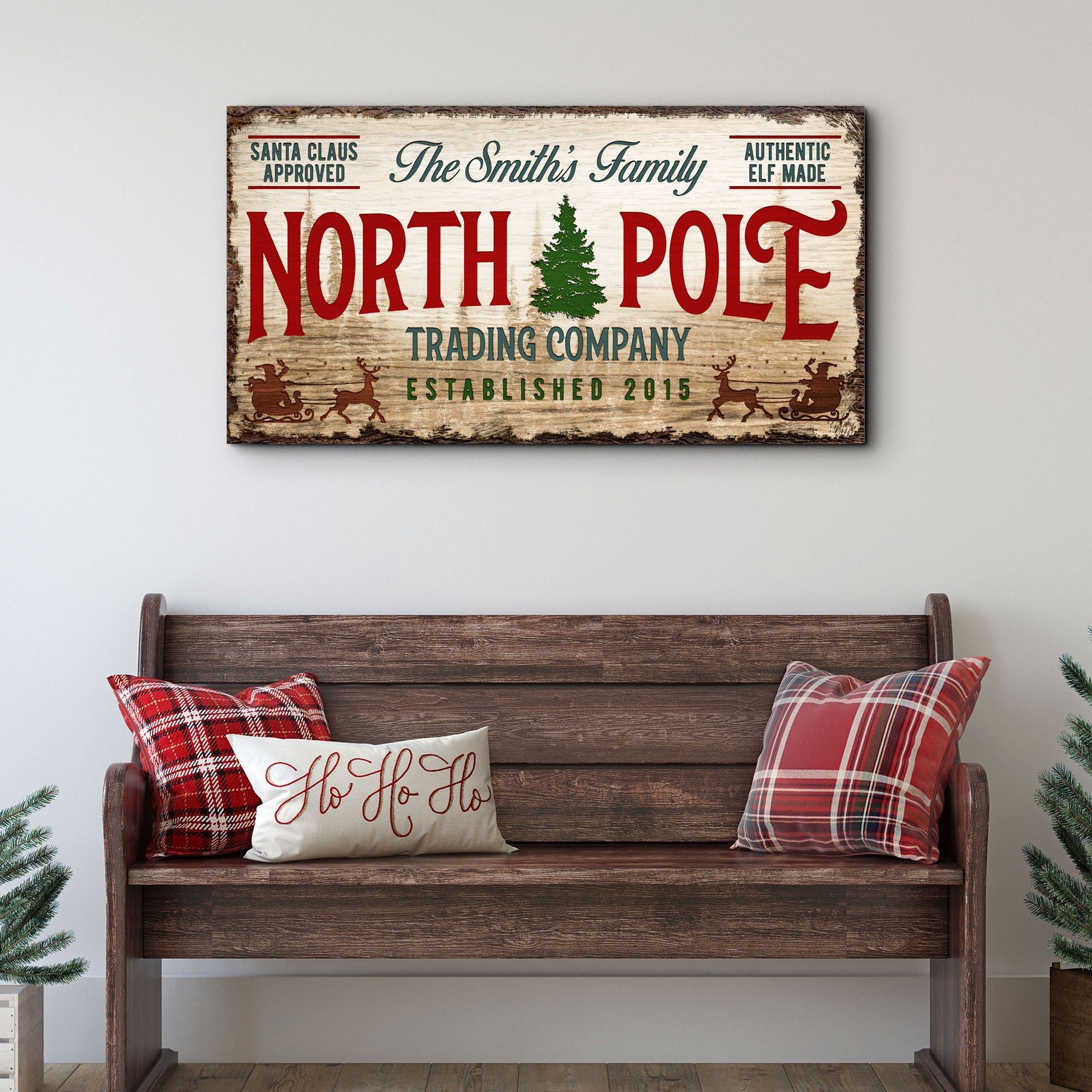 Christmas Trading Co vintage sign canvas wall art, rustic holiday decor