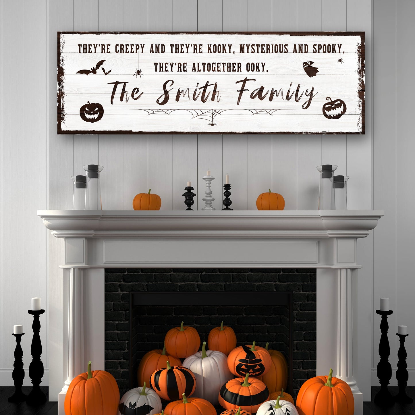 Creepy Family Halloween Canvas Sign