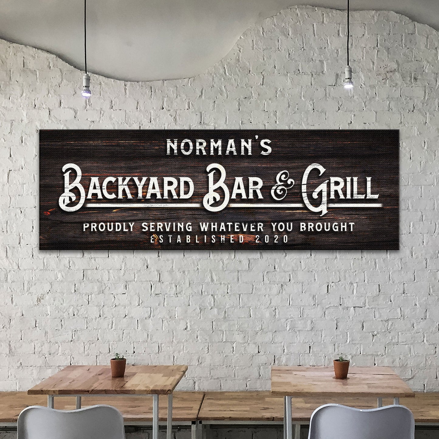 Backyard Bar And Grill Canvas Sign II