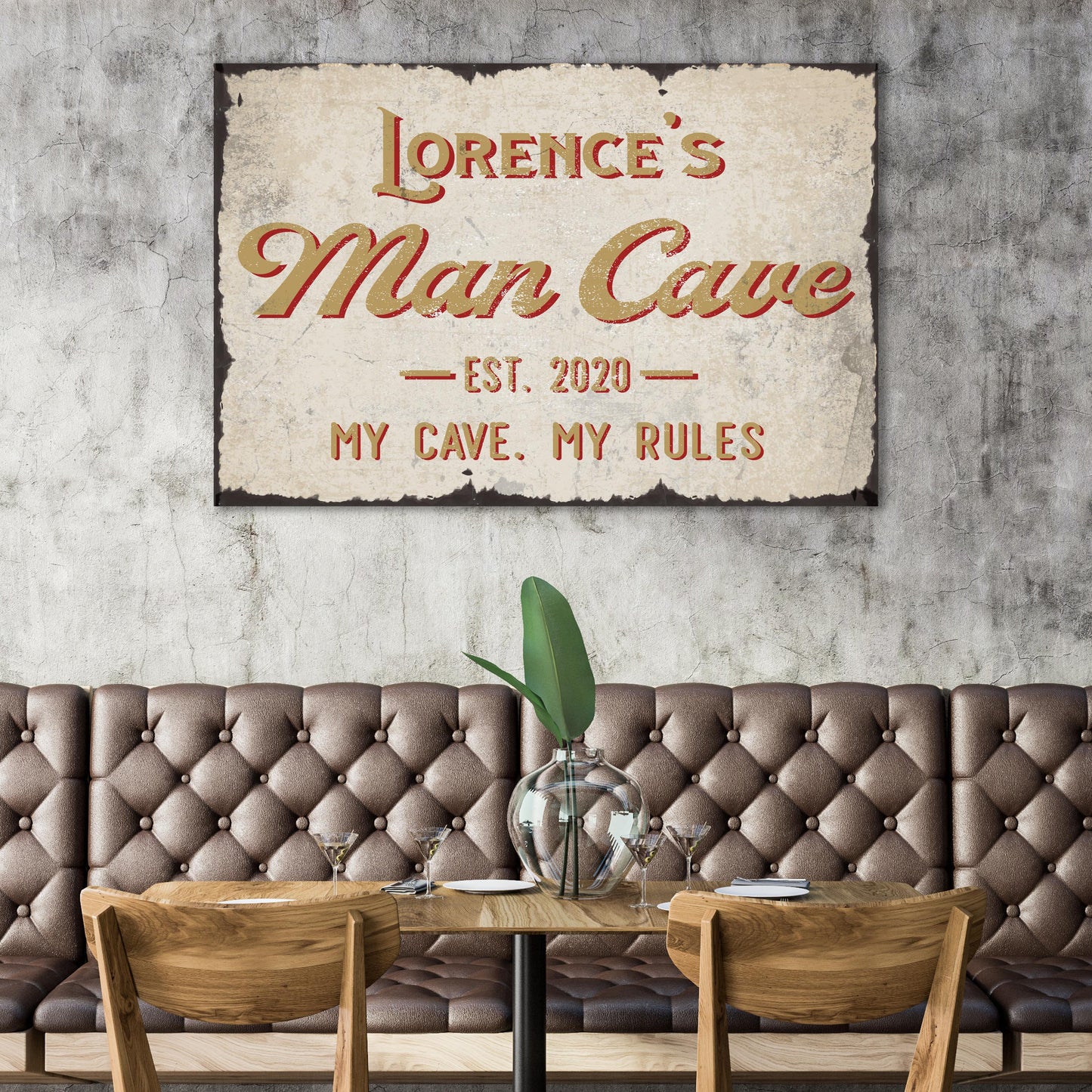 My Cave My Rules Man Cave Canvas Sign