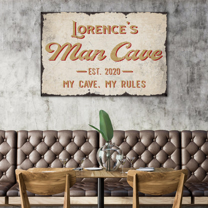 My Cave My Rules Man Cave Canvas Sign