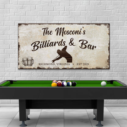 Billiards And Bar Canvas Sign II