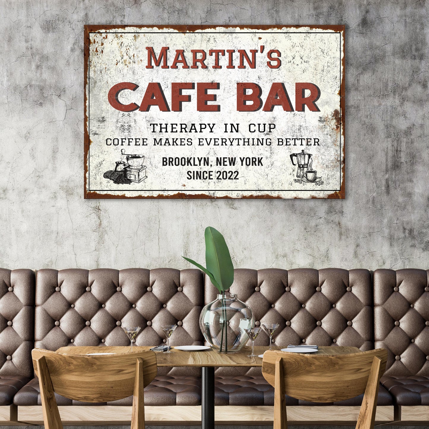 Personalized Cafe Bar Canvas Sign