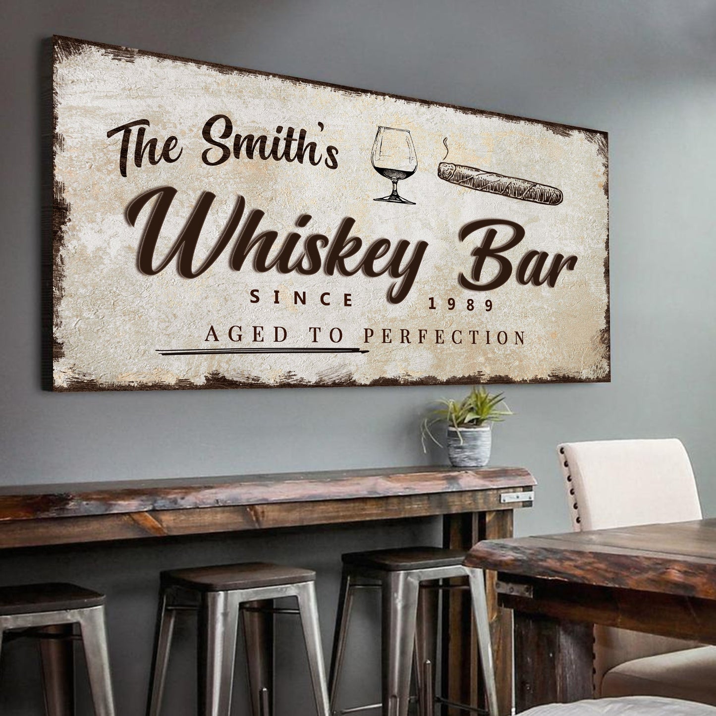 Personalized Whiskey Bar Canvas Sign