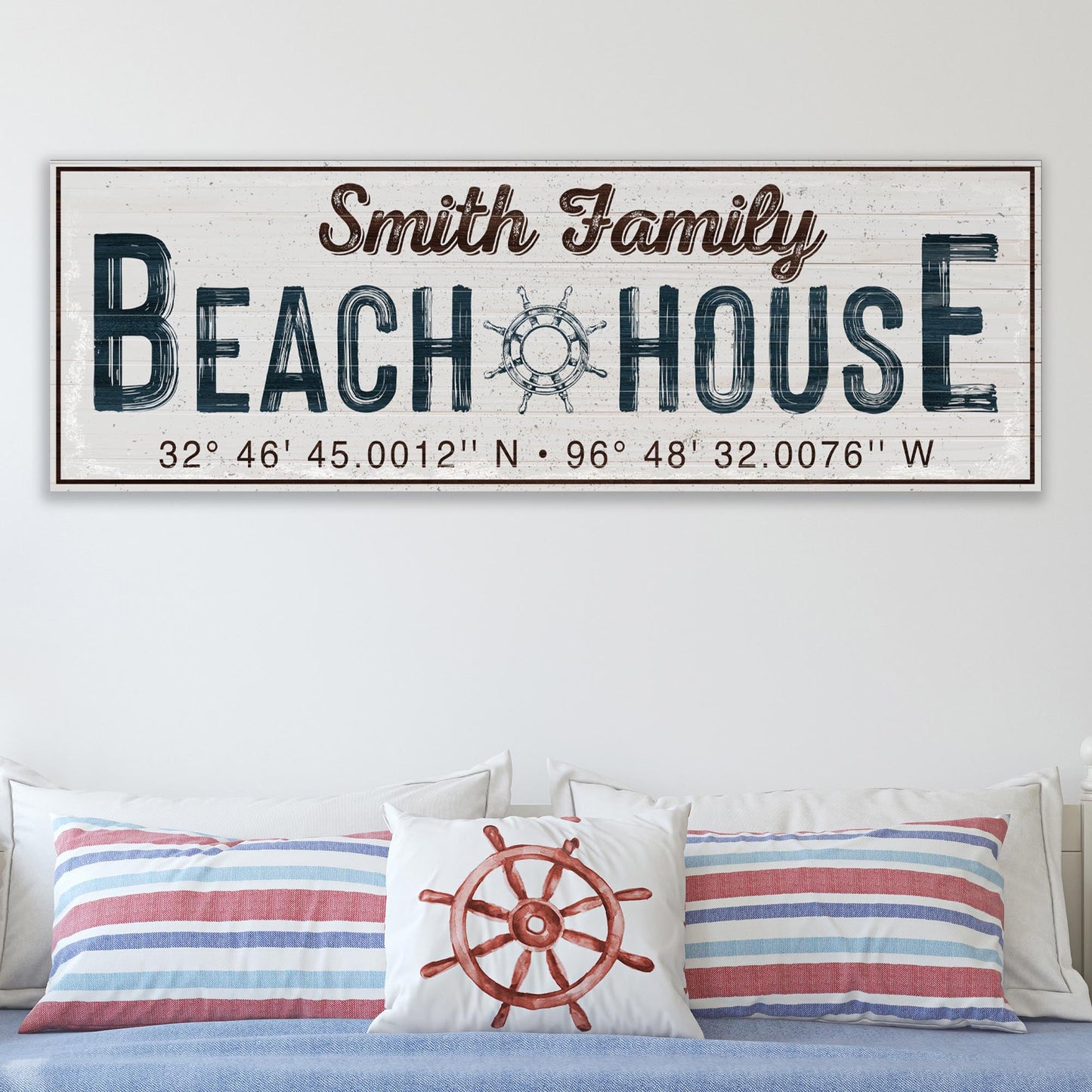 Family Beach House Canvas Sign V