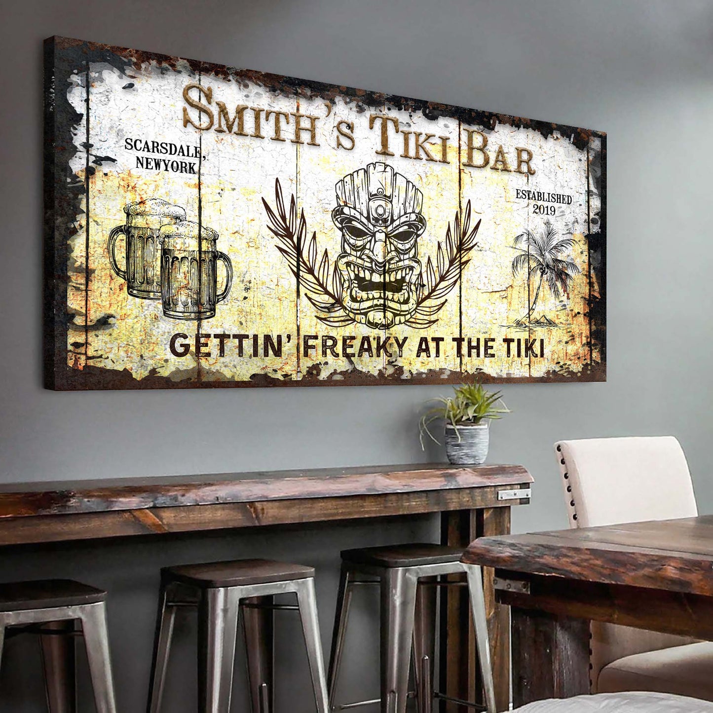 Personalized Tiki Bar Canvas Sign II