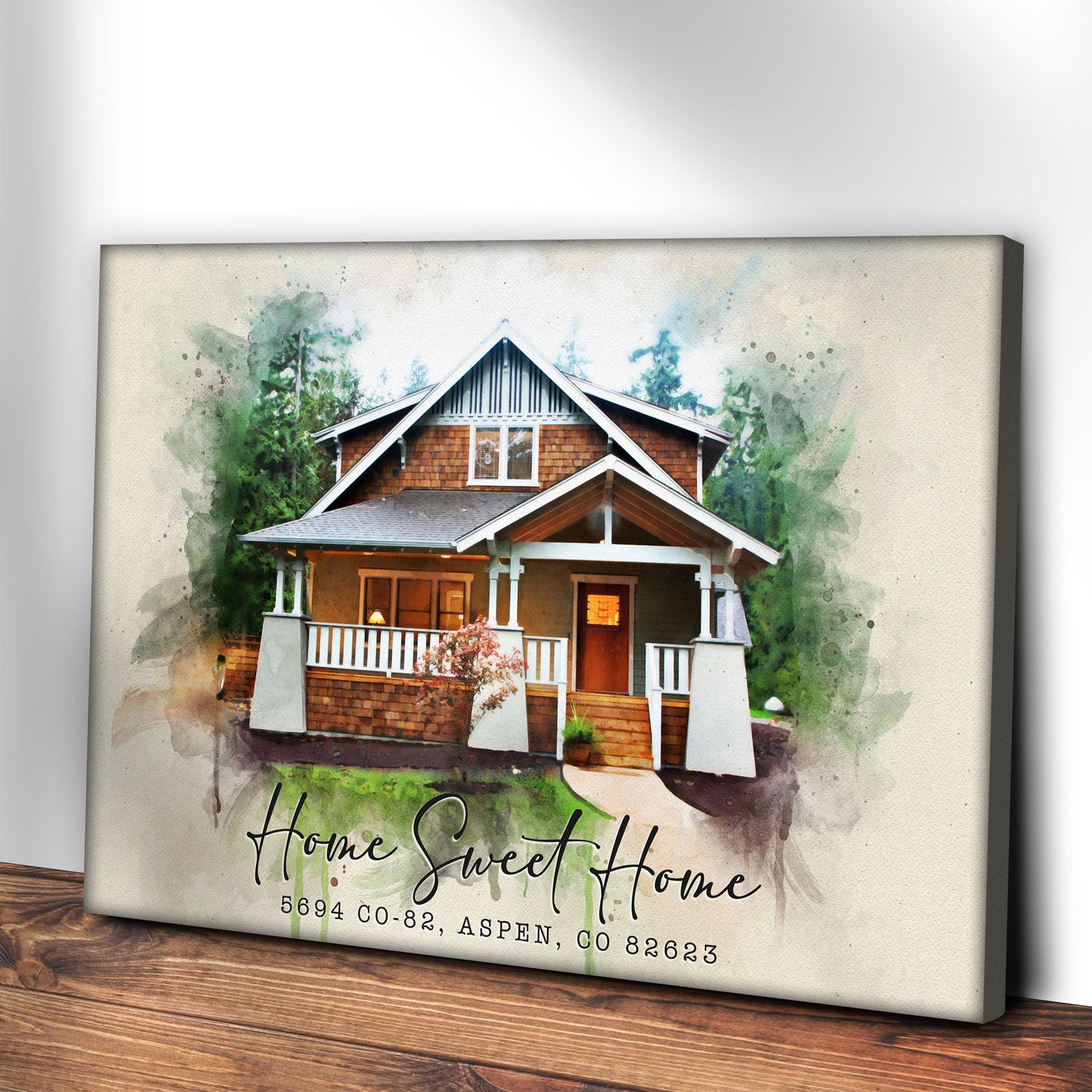 Home Sweet Home Watercolor Canvas Wall Art