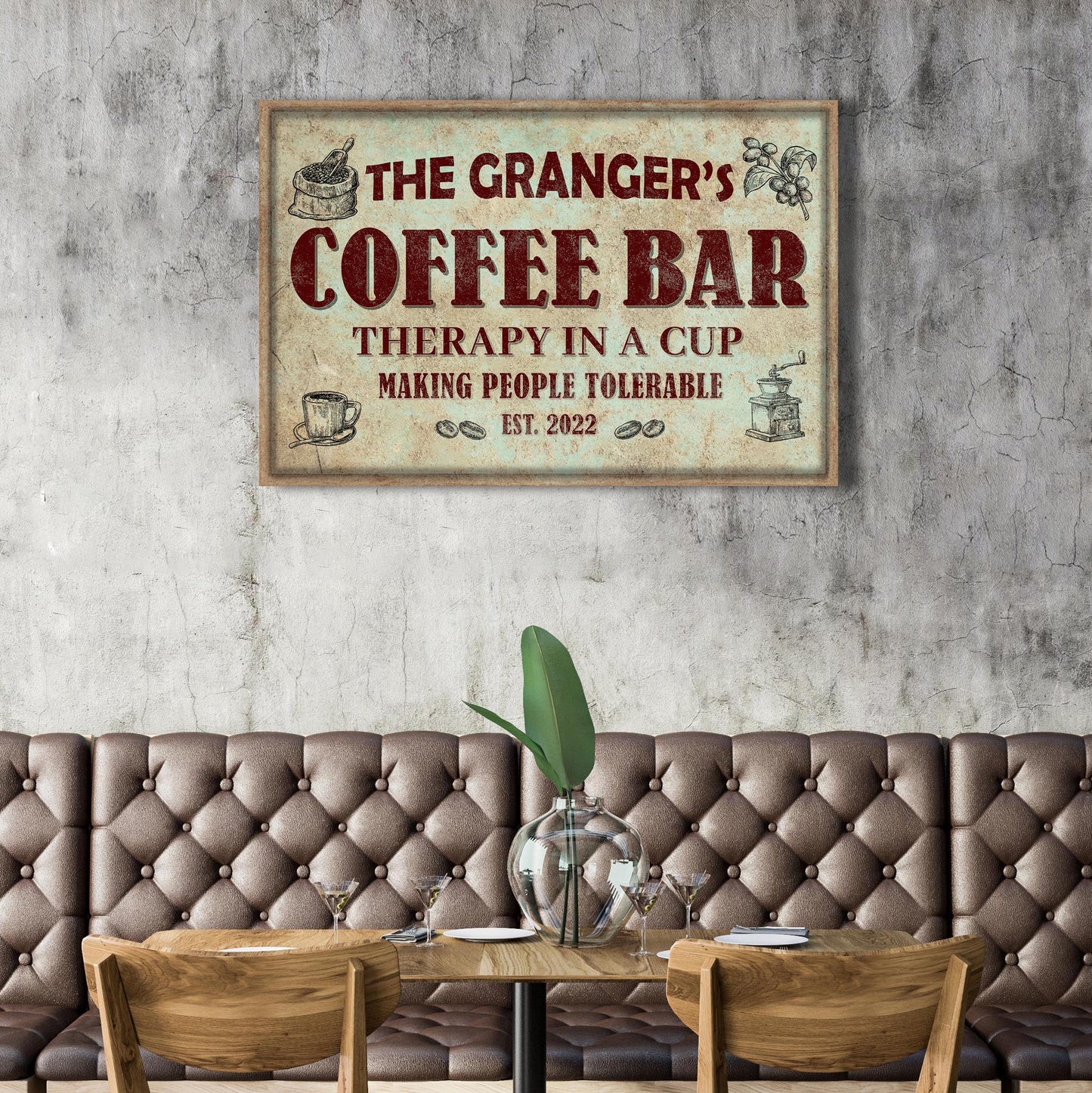 Coffee Bar Therapy In A Cup Canvas Sign