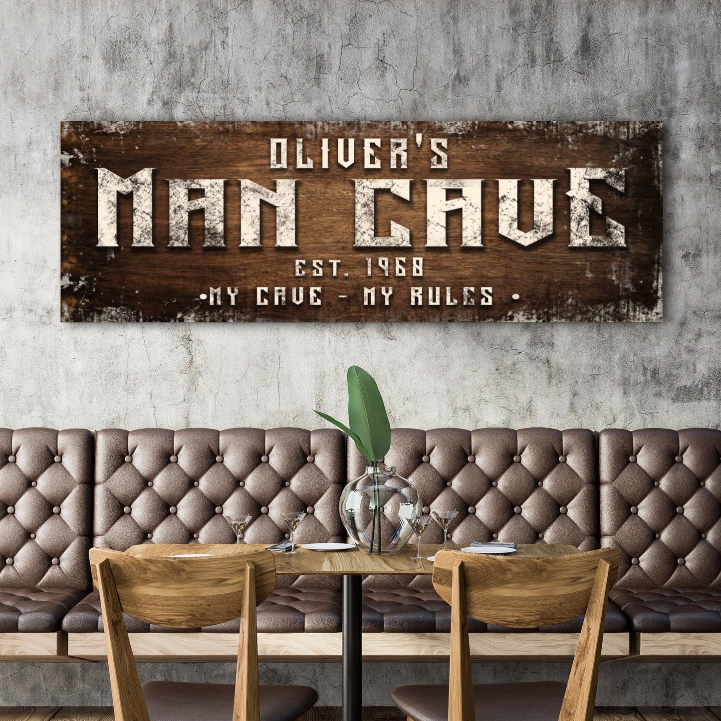 Man Cave My Cave My Rules Canvas Sign II