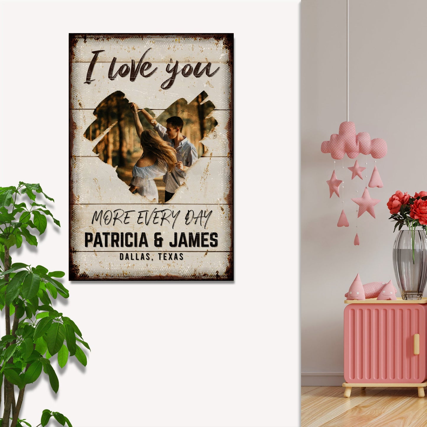 I Love You More Every Day Rustic Canvas Wall Art