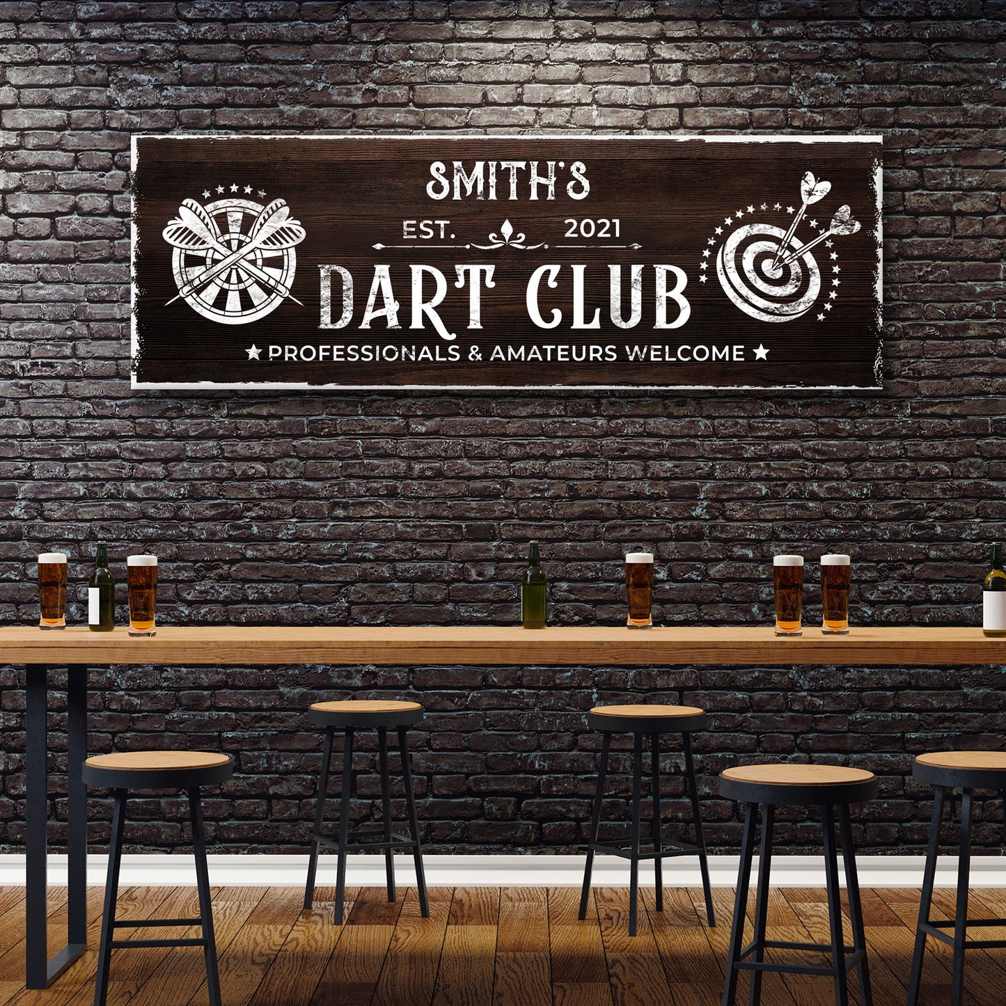 Personalized Dart Club Canvas Sign II