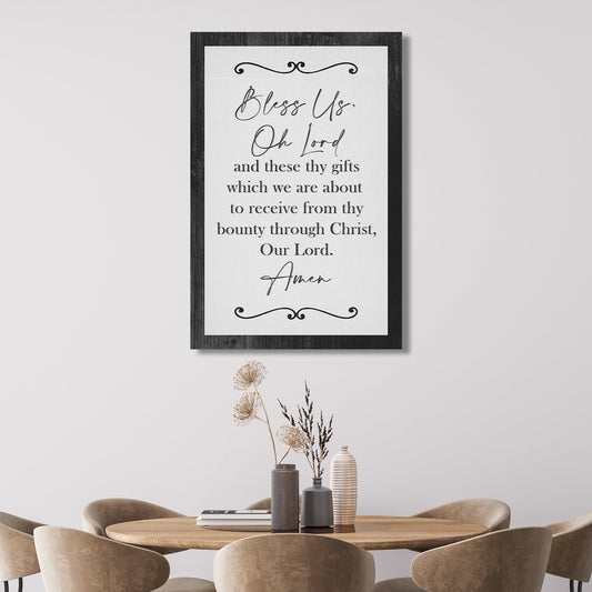 Bless us oh Lord and these thy gifts canvas wall art faith kitchen dining decor