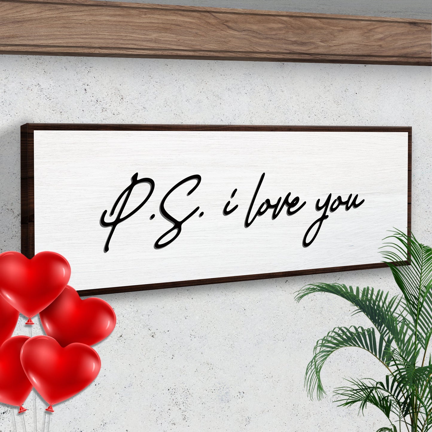 P.S. I Love You Typography Canvas Wall Art