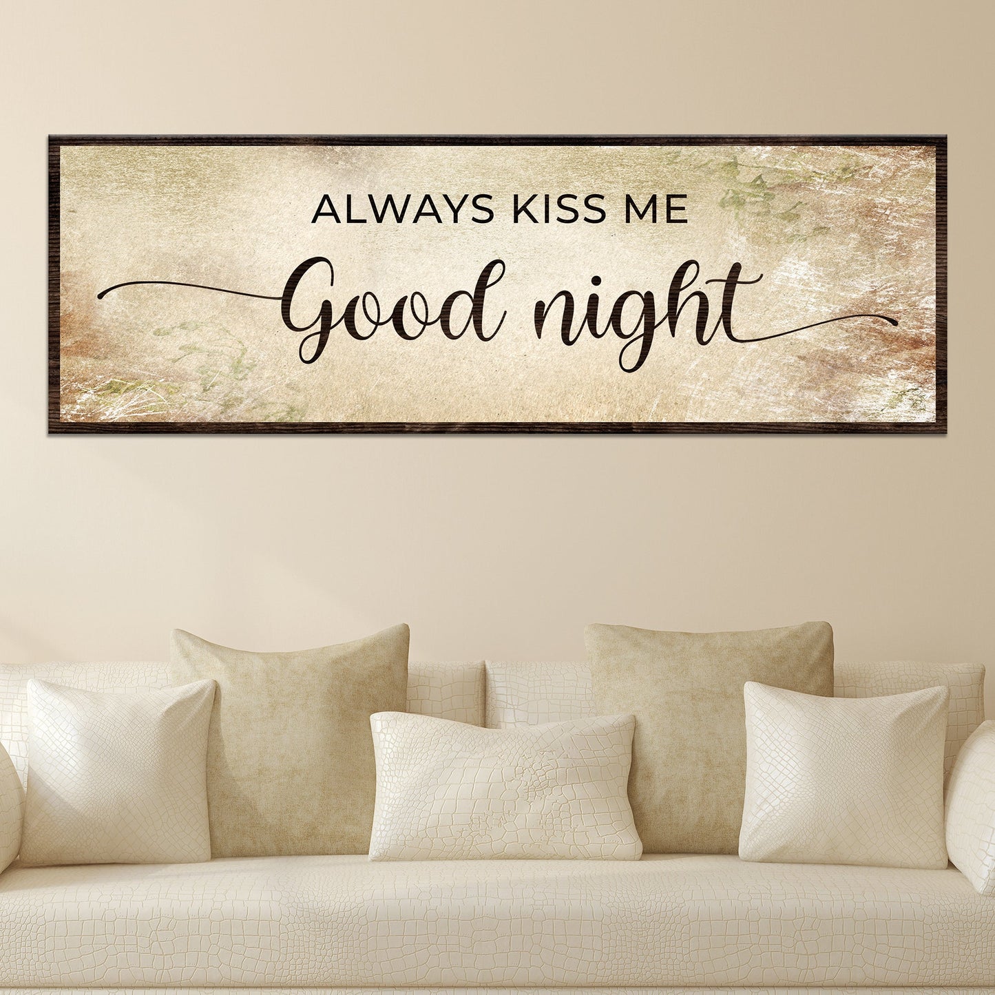 Always Kiss Me Good Night Couple Canvas Sign V