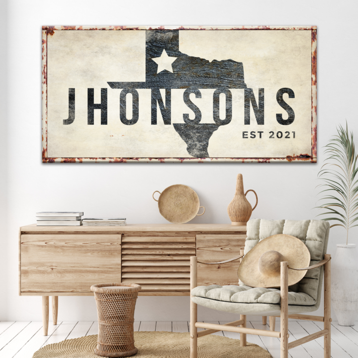Texas Family Name Canvas Sign