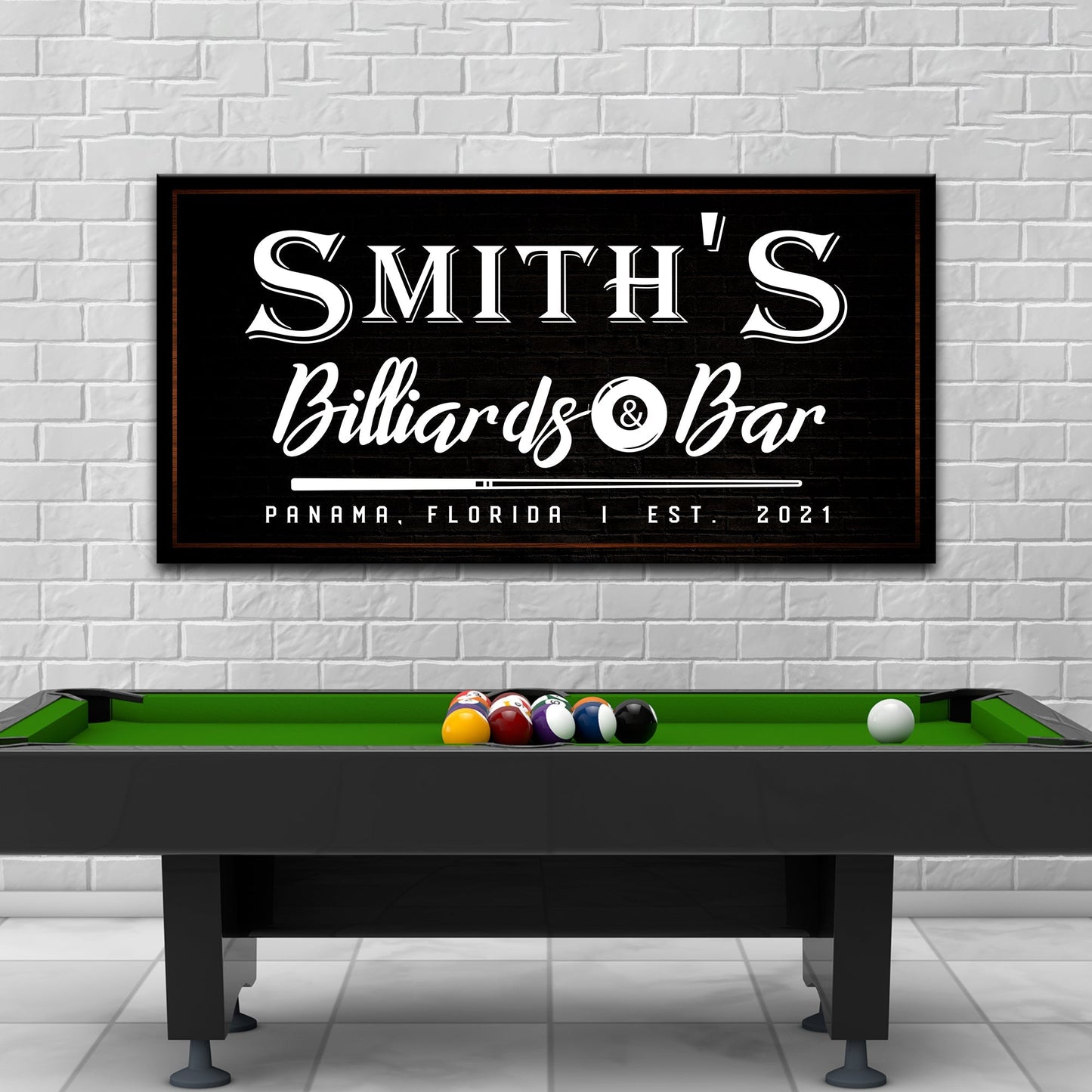 Billiards and Bar Canvas Wall Art Sign