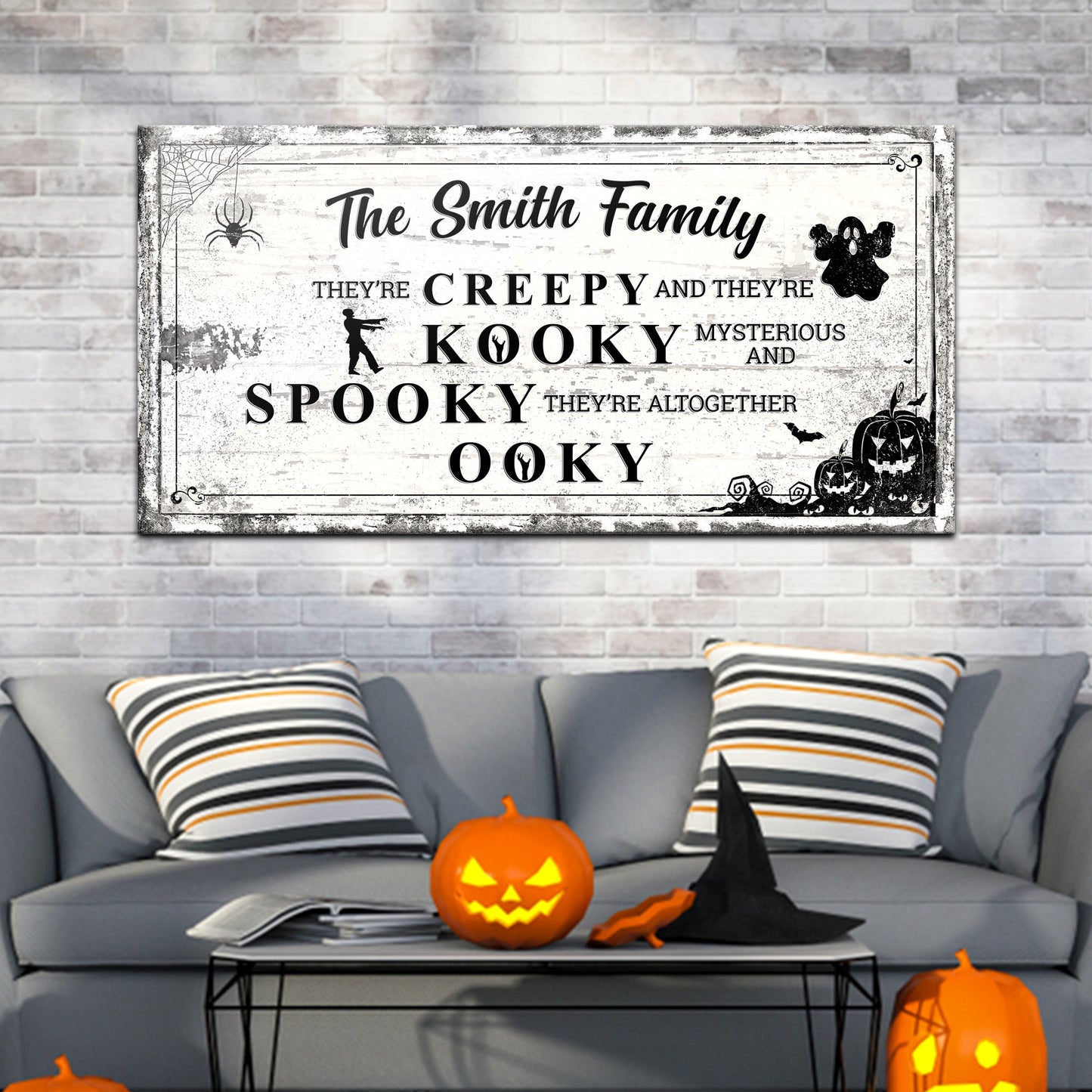Personalized Family Halloween Canvas Sign