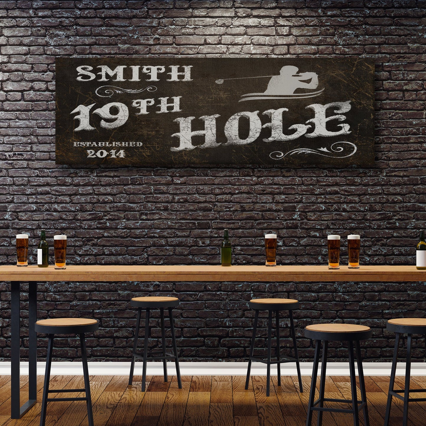 19th Hole Golf Canvas Sign II