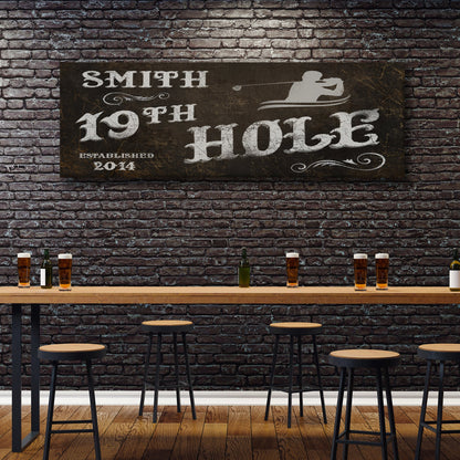 19th Hole Golf Canvas Sign II