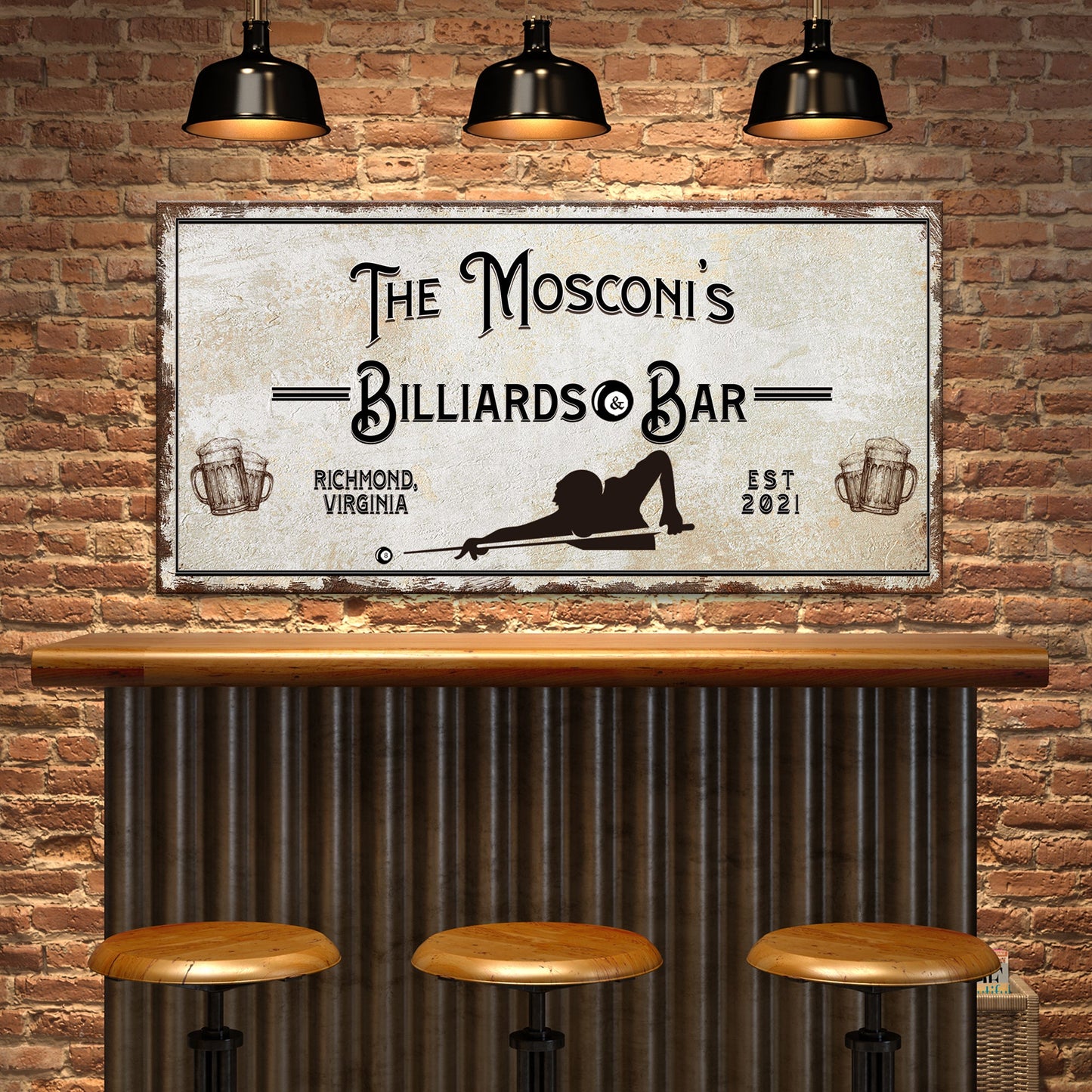 Billiards And Bar Canvas Sign II
