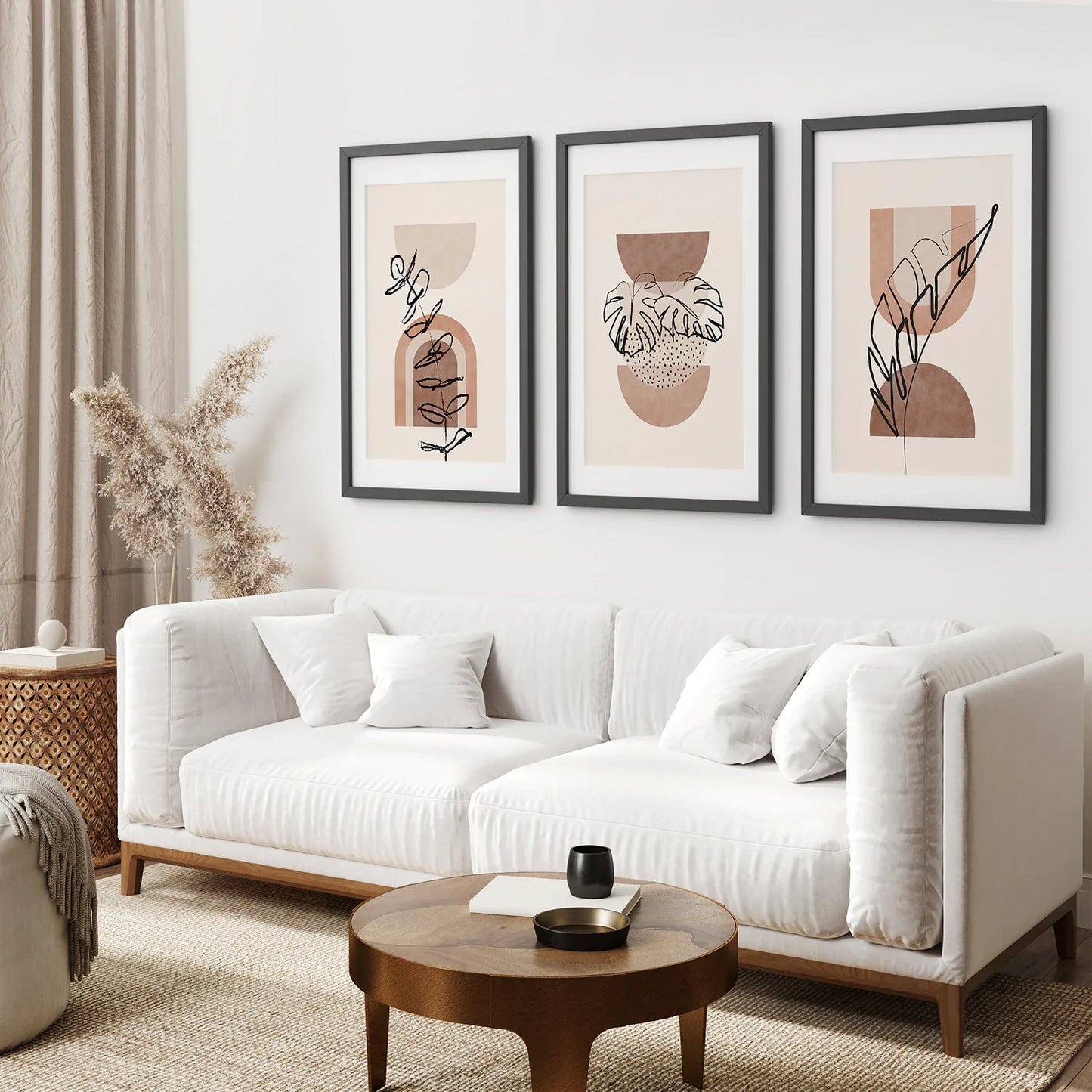 Watercolor Boho Wall Art Set of 3, Terracotta Plant Prints