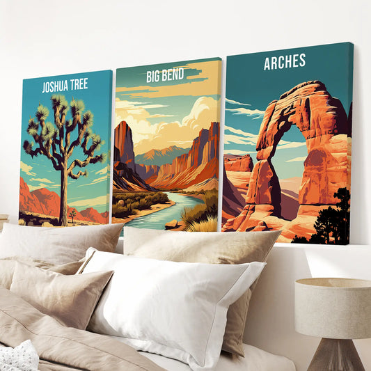 Desert National Park Wall Art Set of 3 Travel Prints