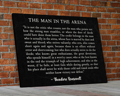 The Man in the Arena Canvas Wall Art, Motivational Quote