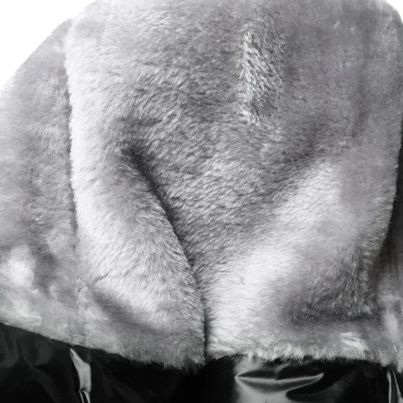 Thick plush fur lining interior of warm winter boots women for cold weather