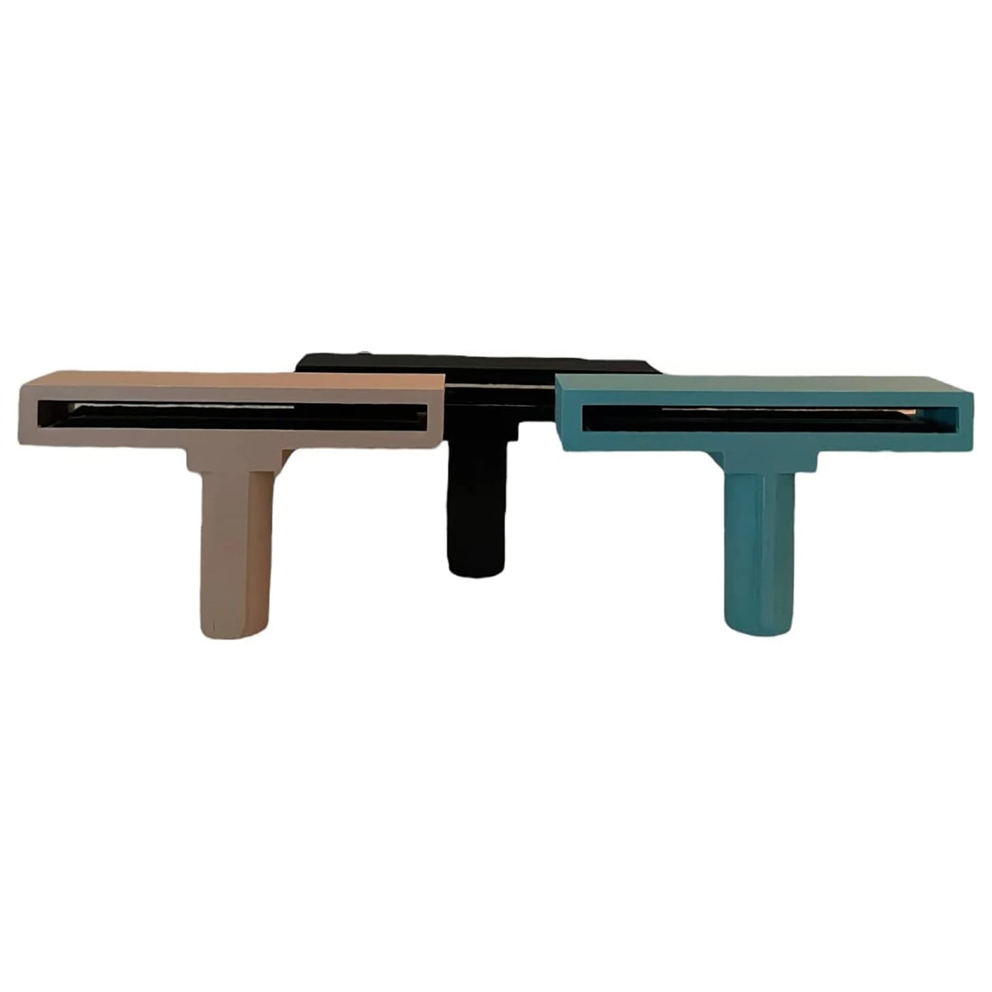 Three color options ceiling fan cleaning tools white black sky blue showing brush head and vacuum lever