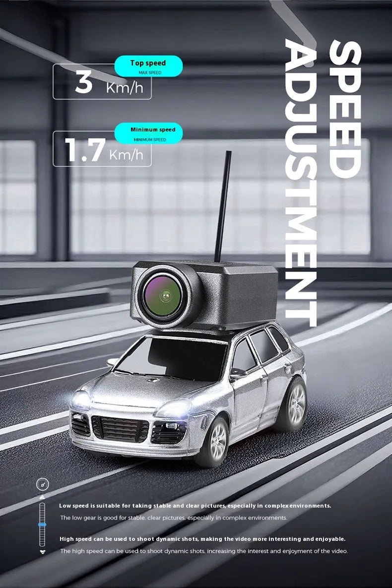 Three speed mode controls for mini WiFi FPV racing car showing 1.7 to 3 km/h range