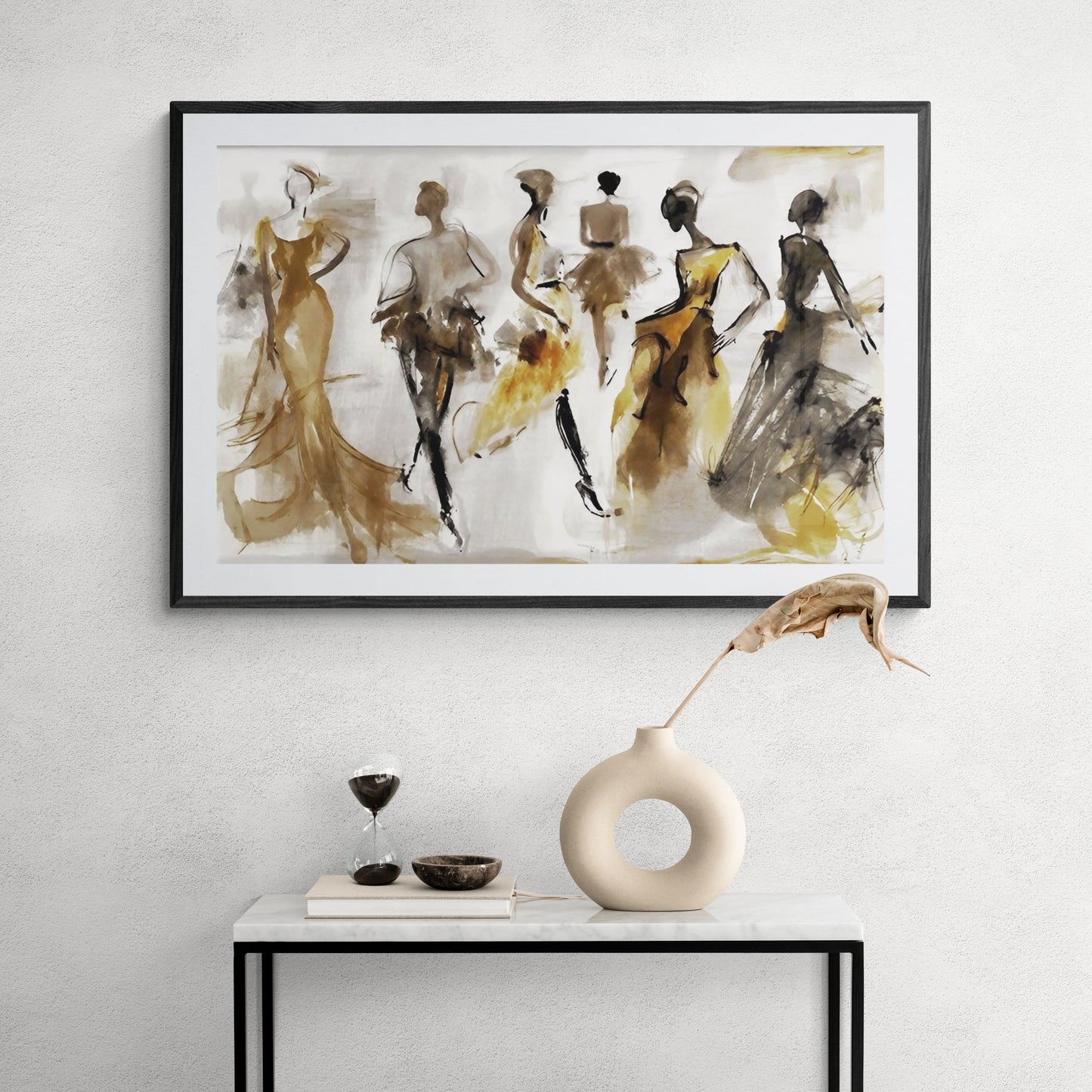 Time Whispers abstract expressive figures canvas wall art in warm elegant tones