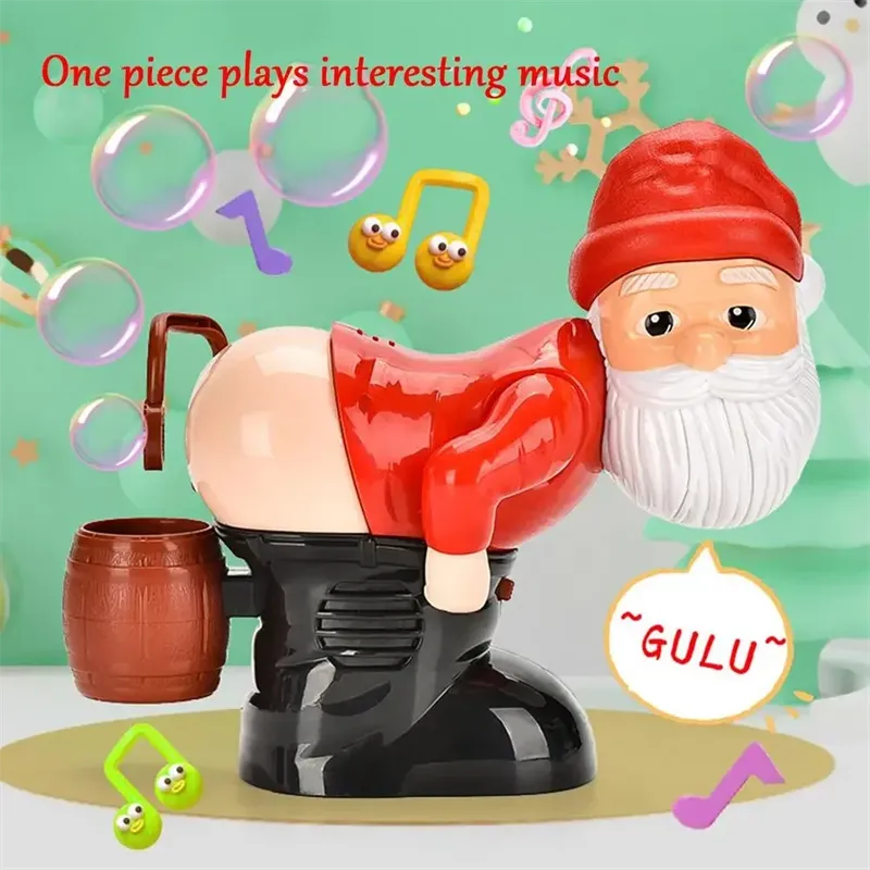 Toy gnome with a barrel, surrounded by musical notes and bubbles on a green background