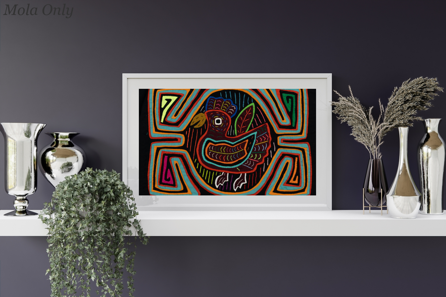 Rooster Mola Tapestry Hand-Stitched Wall Hanging