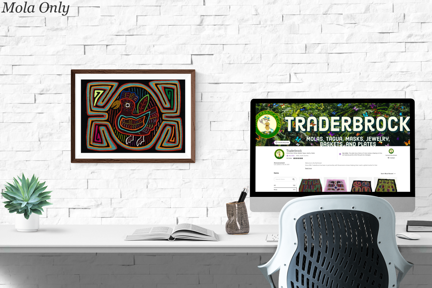 Rooster Mola Tapestry Hand-Stitched Wall Hanging