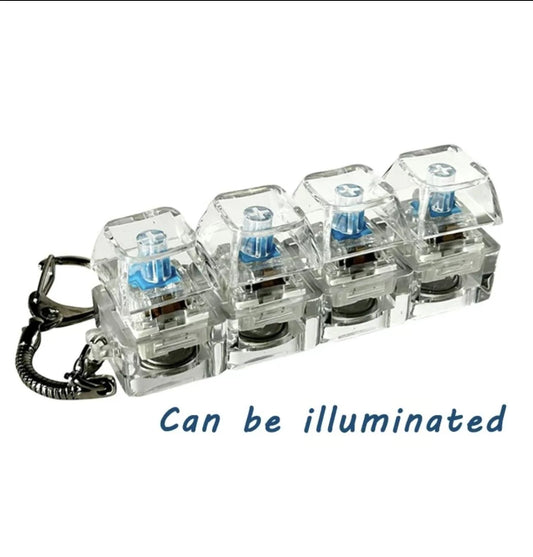 Transparent fidget keyboard keychain with LED lights