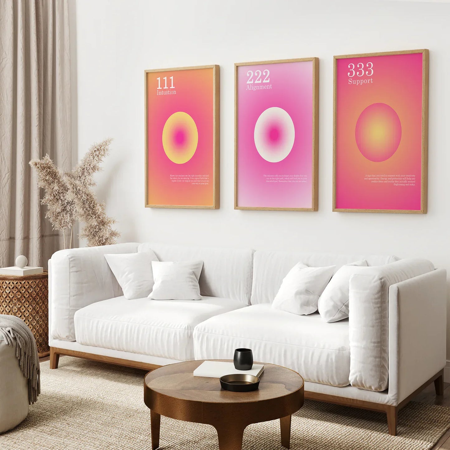 Angel Numbers Wall Art Set of 3, 111 222 333 Prints