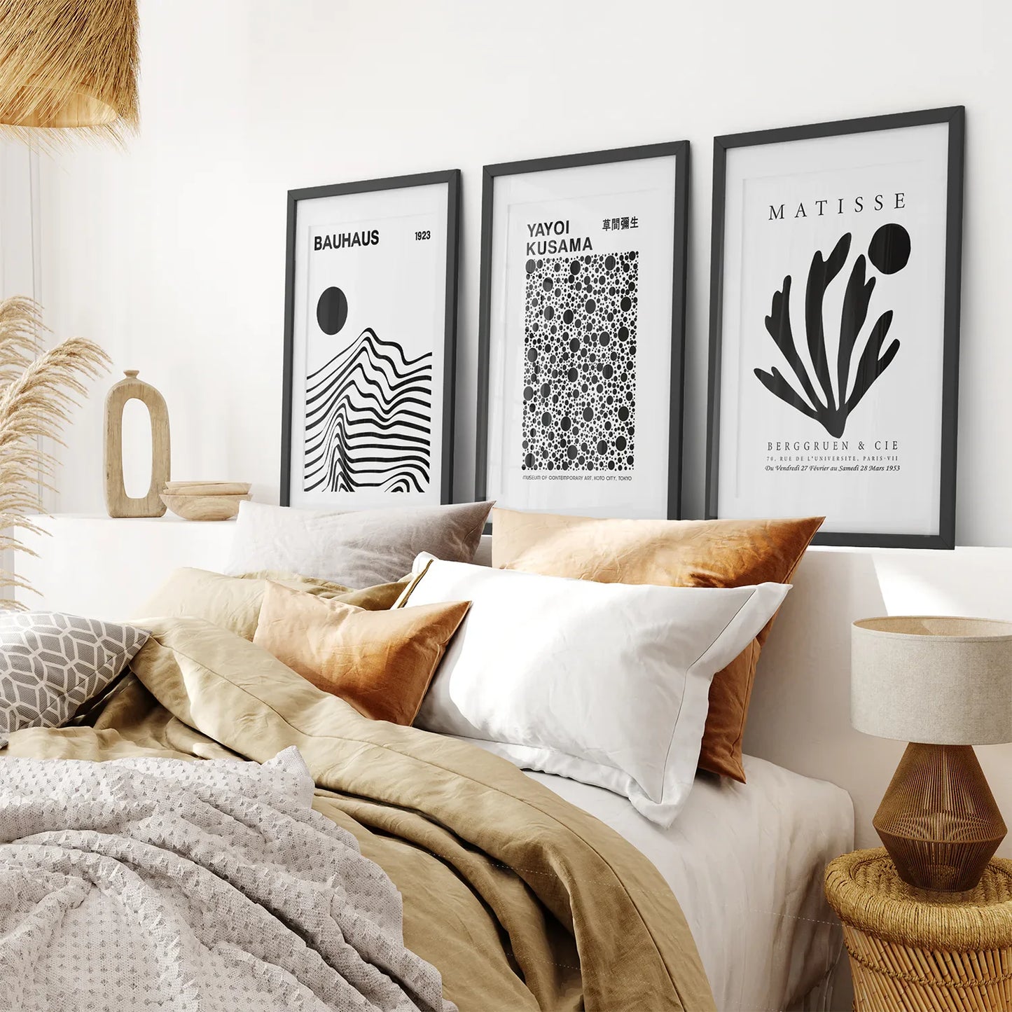 Black and White Minimalist Wall Art Set of 3 Prints