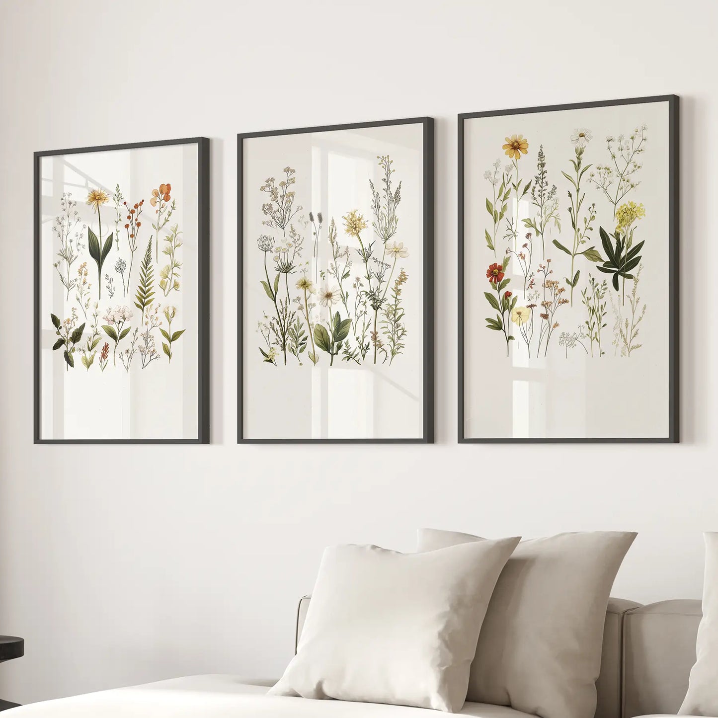 Colorful Wildflower Watercolor Wall Art Set of 3