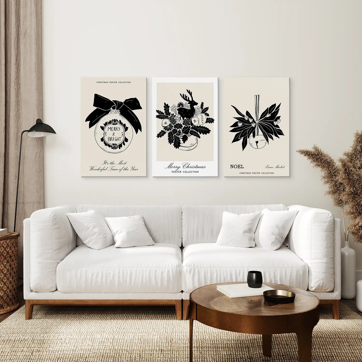 Vintage Rustic Christmas Wall Art Set of 3 Prints