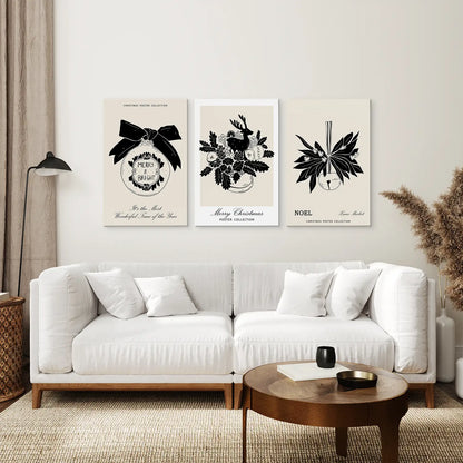 Vintage Rustic Christmas Wall Art Set of 3 Prints