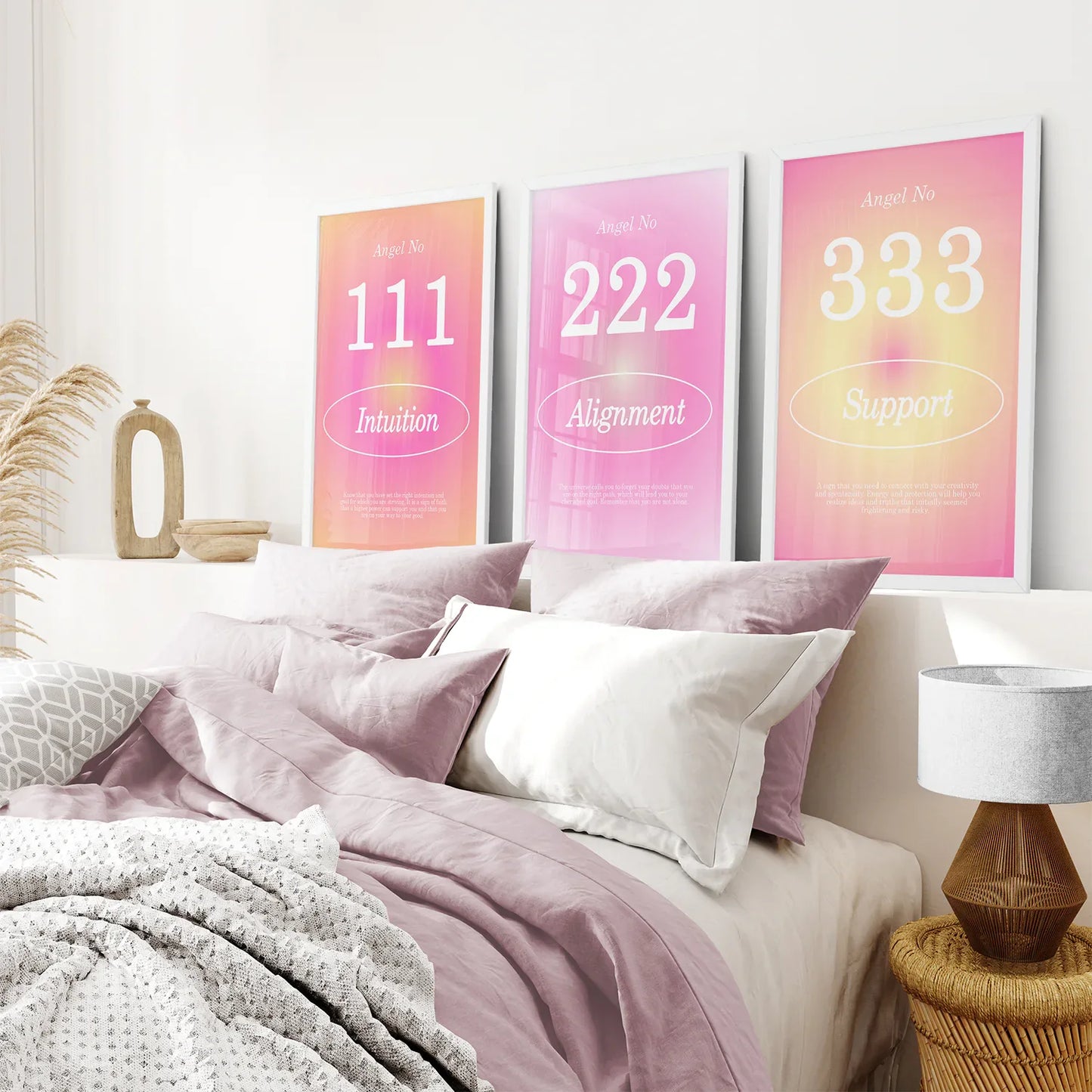 Colorful Gradient Aura Angel Wall Art Set of 3