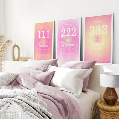 Colorful Gradient Aura Angel Wall Art Set of 3