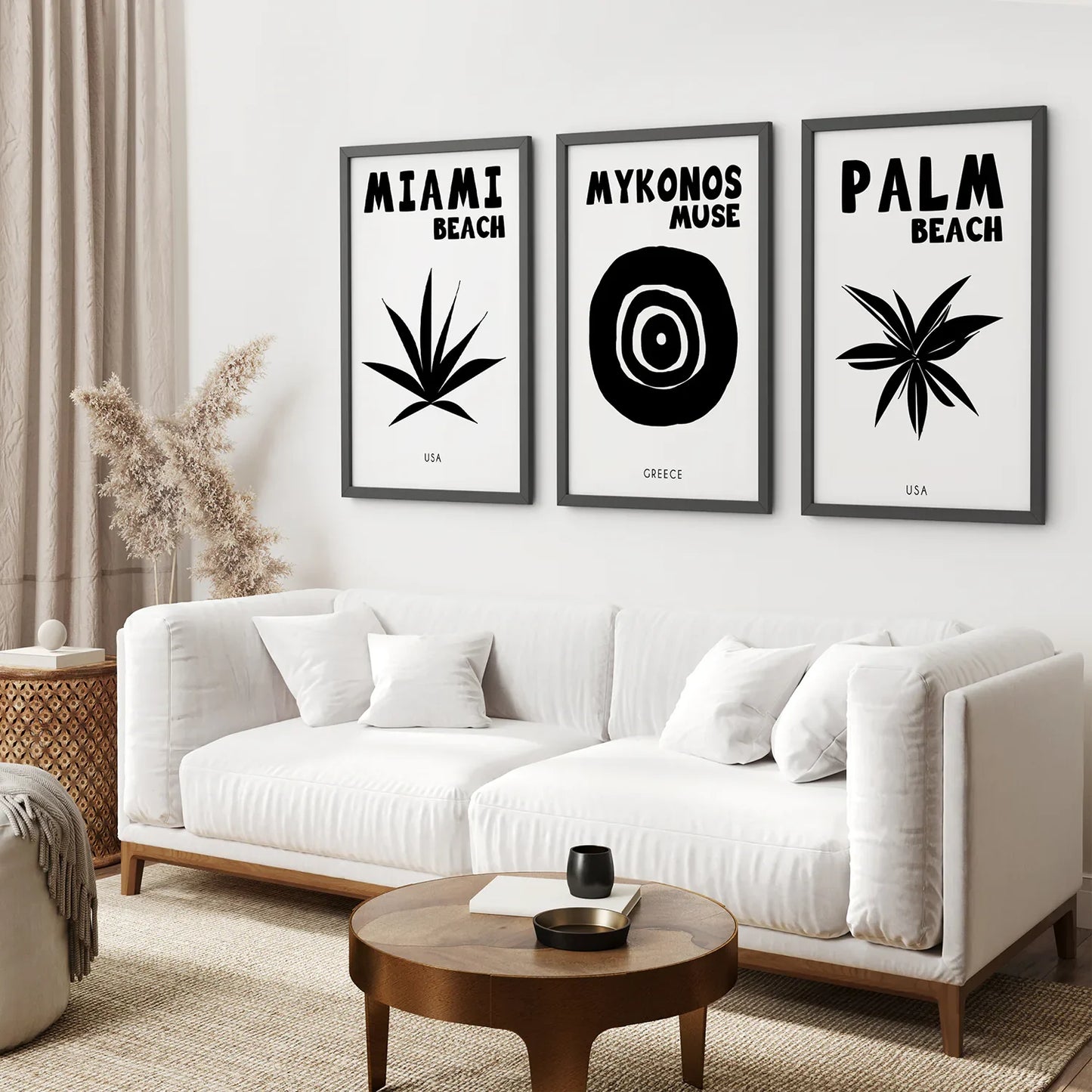 Black and White Travel Wall Art Set of 3 Prints