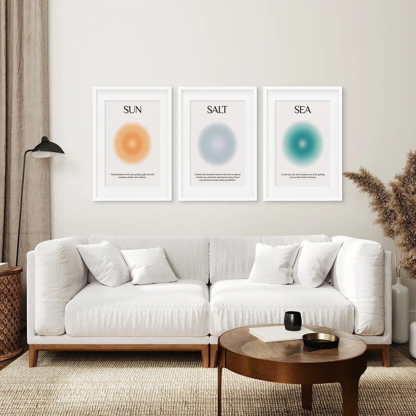 Sun Salt and Sea Aura Wall Art Set of 3 Prints