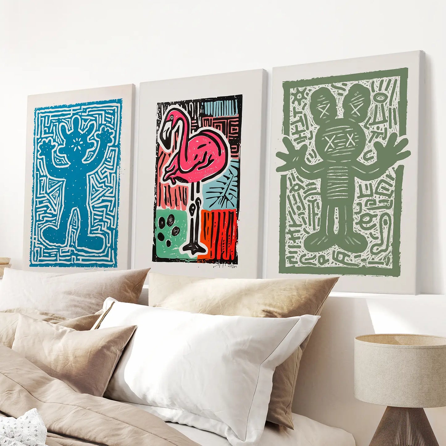 Colorful Groovy Wall Art Set of 3 Trendy Retro Prints